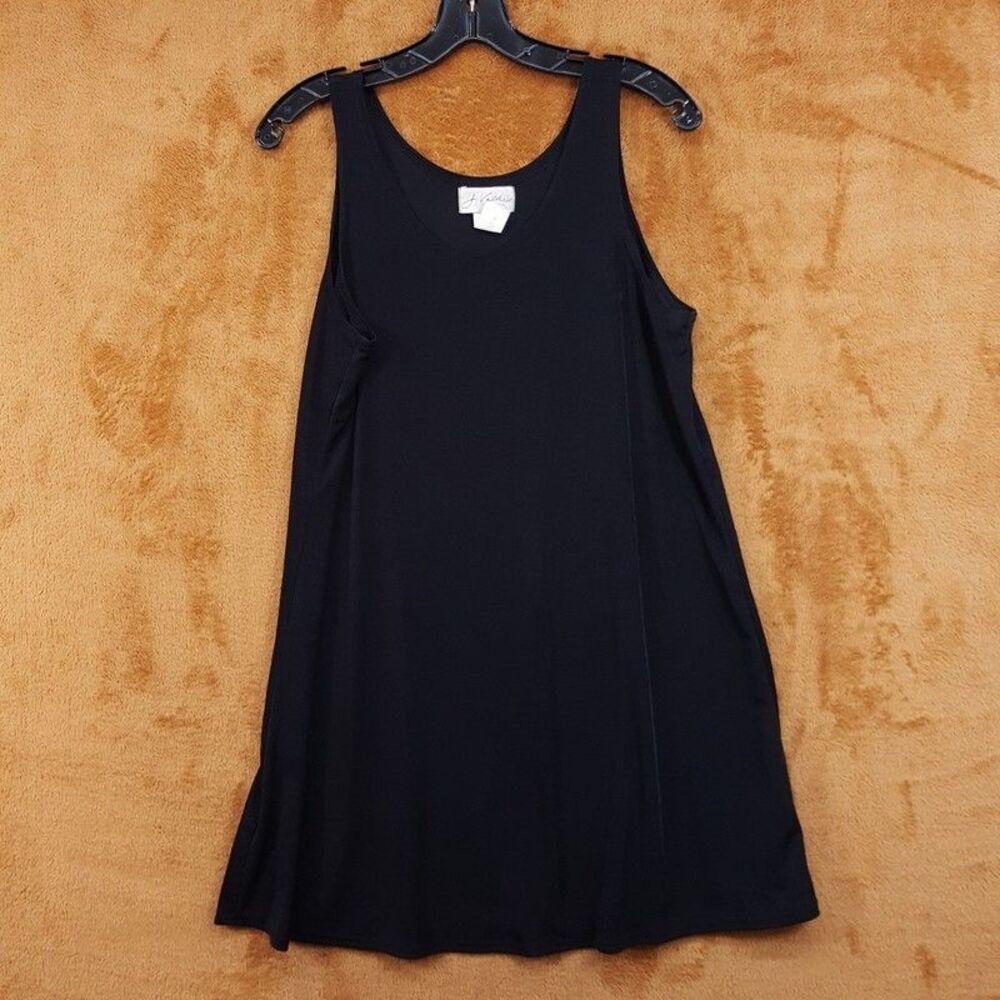 J VALDI Shift Dress Womens Large Black Pullover Sleeveless Tank Slinky Stretch